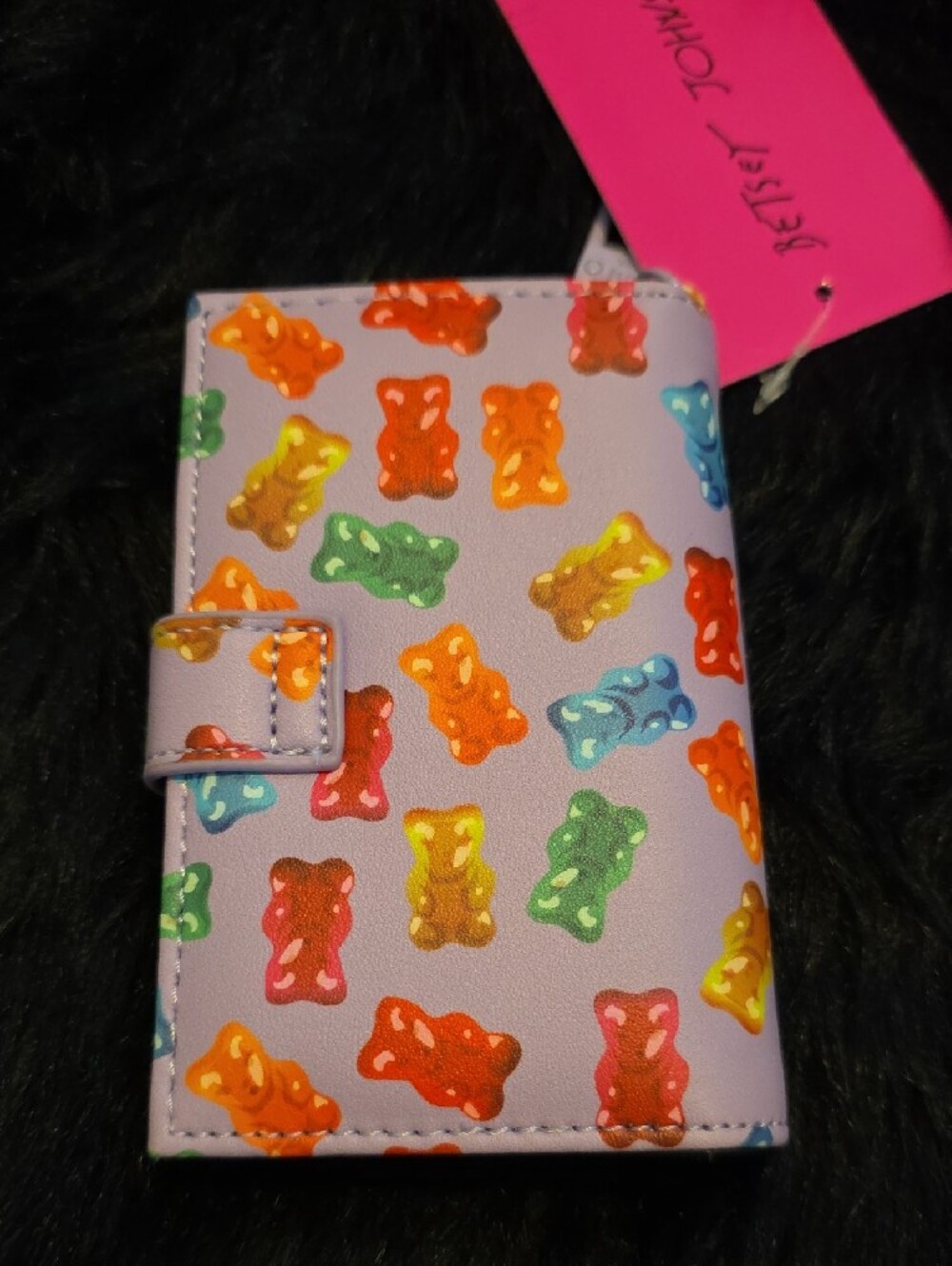 Betsey Johnson Lavender Card Holder Wallet with Multi-Colored Gummy Bears - Picture 2 of 3
